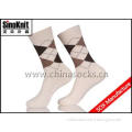 Customized White Argyle Cotton Man Casual Socks / Men Busin